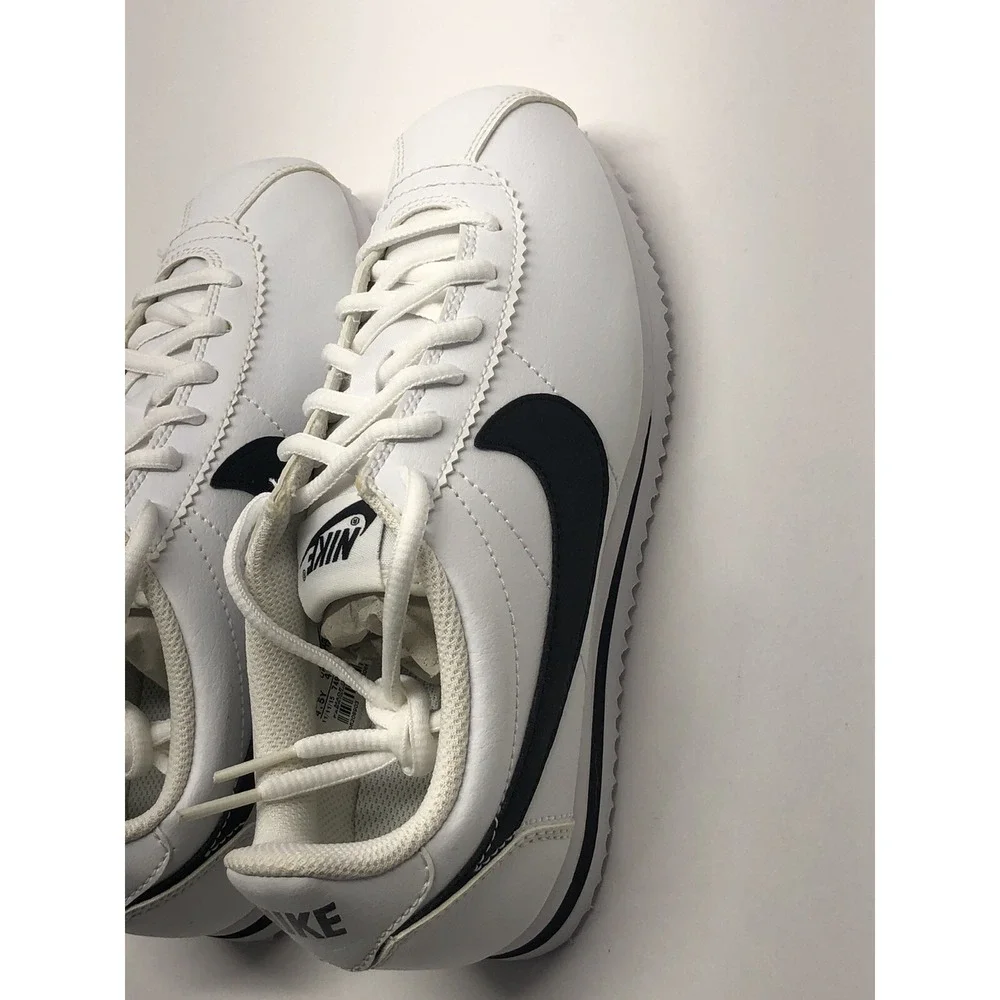 Nike Cortez Basic Sneakers White Black Lace Up Low Youth Size 4.5